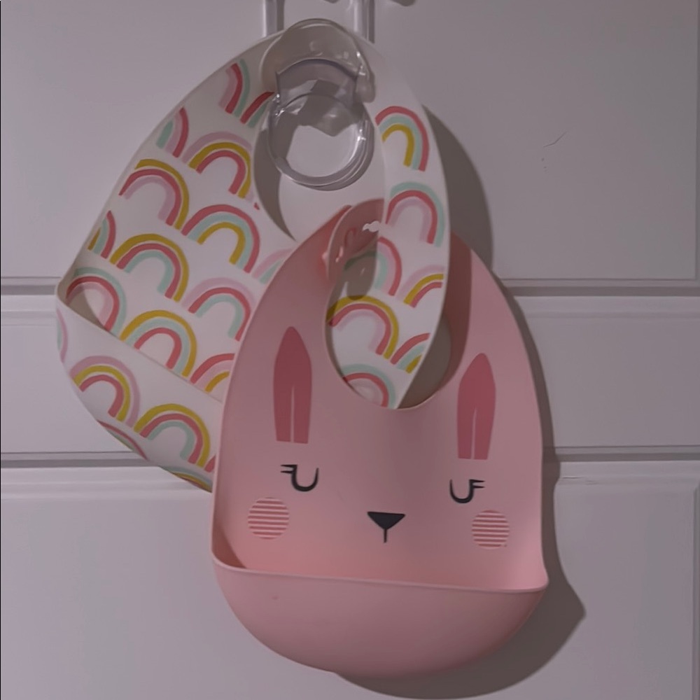 Cloud Island Pink Silicone Bib Set